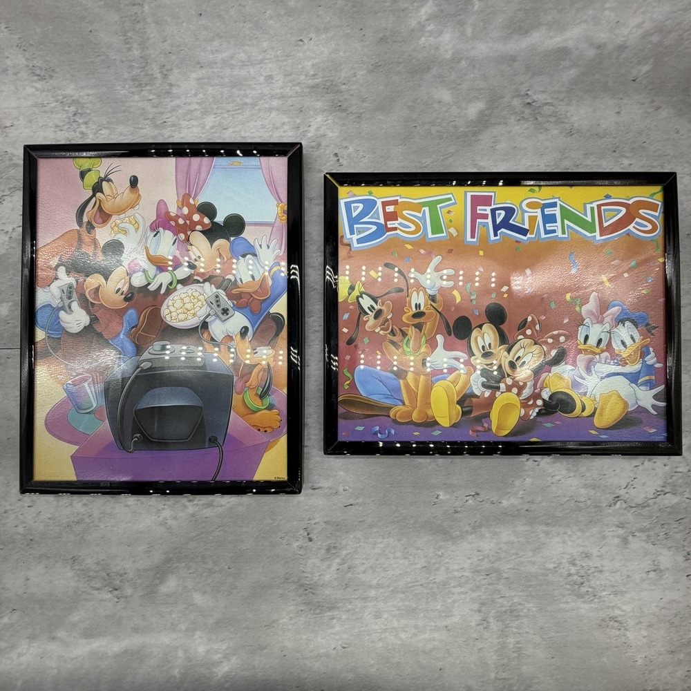 Vintage Disney Framed 10x8 Video Playing Mickey Donald Minnie Goofy Daisy Pic